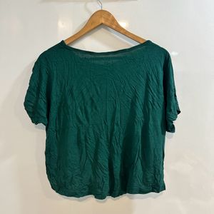 Cropped Green Casual Tee