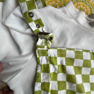 White Check Pinafore Dress