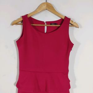 Rose Pink Plain Casual Dress (Women)