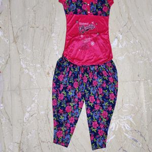 Floral Pink Night Suit