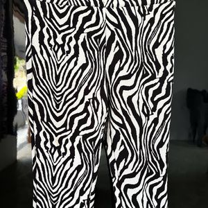 Animal Print Flared Trouser With Slit Hem