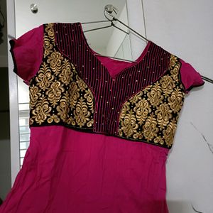 Cotton & Velvet Anarkali