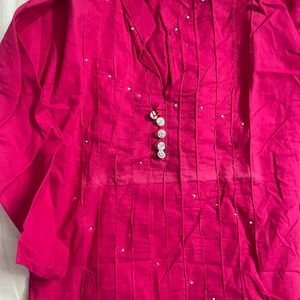 A-line Hot Pink Kurta