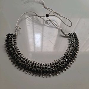 Black Oxidized Neclace With Studs