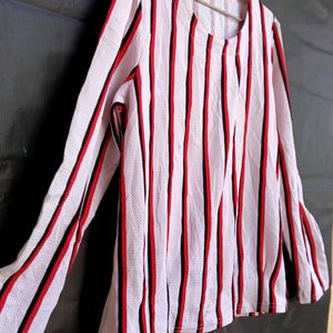 Beautiful 😍 Striped Top In Red,Black,White Colour