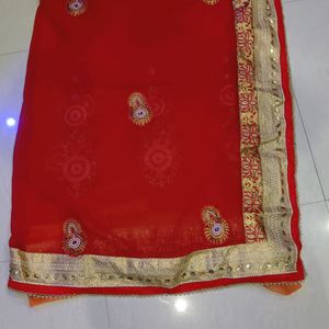 net Or Georgette  Half Saree