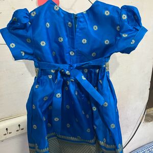 Baby Girls New Paithani Silk Frok With Inner Line