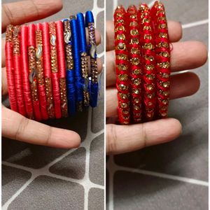 3 Sets Of Beautiful Silk Thread Bangles