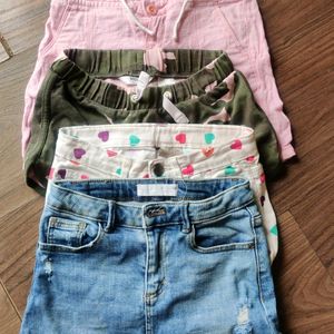 Combo - 3 Pairs Of Shorts And 1 Mini Skirt