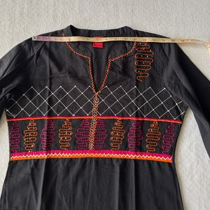 🖤🧡 Beautiful cotton Black kurta