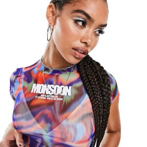 Multicoloured Mesh Trendy Top