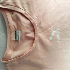 Puma Cropped Workout T Shirt (Baby Pink)