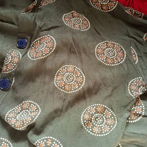 A Green Colour Kadai Work Shirt