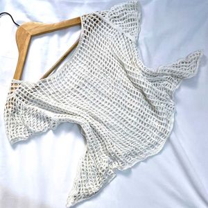 Pinterest Crochet White Up & Down Oversized Top