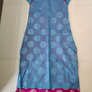 Blue Mirror Work Kurti