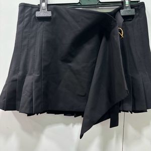 Zara Black Flared Skirt With Belt