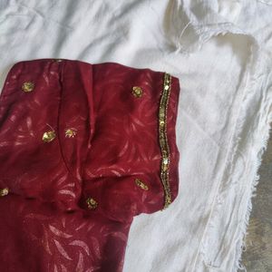 Maroon Coloured Heavy Work Sari