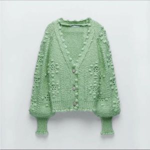 Zara Green Jewel Button Cardigan