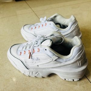 Original Fila Disruptor White Shoes With Rose Gold