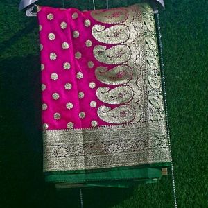 Beautiful Rani pink silk saree