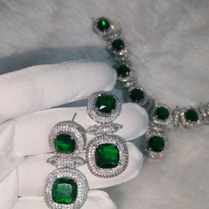 American Diamond Nano Setting Emerald Green Set