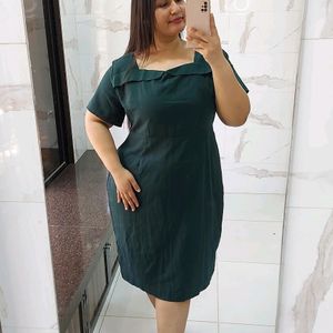 bottle green stright fit bodycon dress