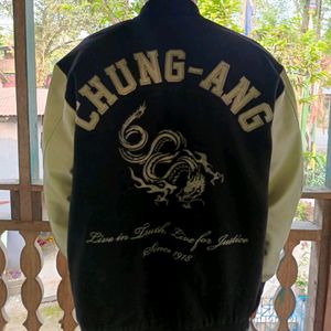 LEATHER VARSITY JACKET BY CHUNGANG UNIVERSITY