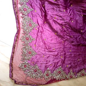 Regal Purple Saree with Shimmering Embellishments