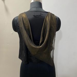 Shimmer Crop Top With Cowl At Back.