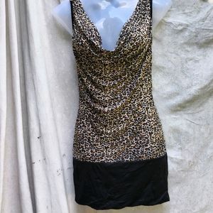 I. SEXY CHEETAH PRINT COWL NECK BODYCON