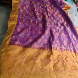 Purple And Gold Pure Kanchipuram Silk Saree