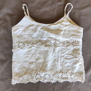 Vintage Eyelet Crochet Look Crop Top