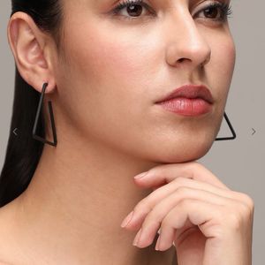 Navy Blue Geometric Acrylic Triangle Hoop Earrings