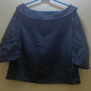 Boat Neck Black Top For Women