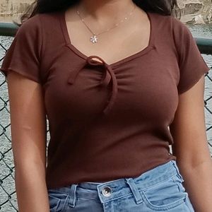 Classic Brown Bodyfit Crop Top