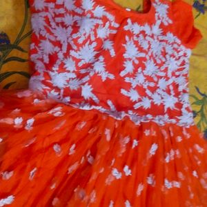 Festive Seasion Offer  Fancy  orange net gown