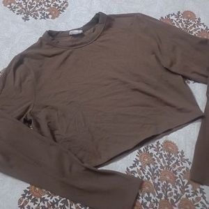 Brown Fitted Crop Top