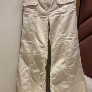 H&M Beige Flared Wide Bootcut Jeans