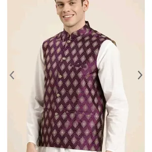 Unused New SOJANYA purple & Golden Nehru Jacket