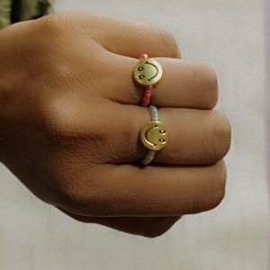 Smiley Rings With Glass Beads