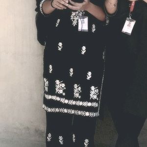 Black Chikan Kari Kurta Set