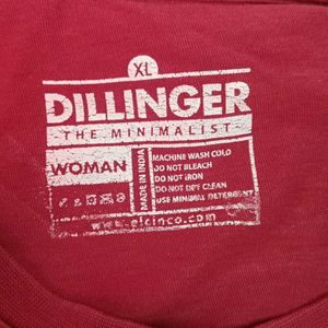 DILLINGER Women's Maroon Oversized Tshirt