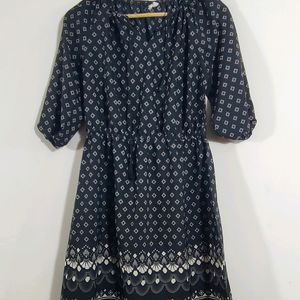 Women's Black Print Polyester Dress |