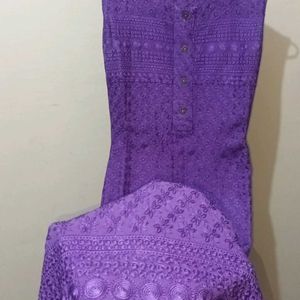 Lavender Chikankari Kurta Set