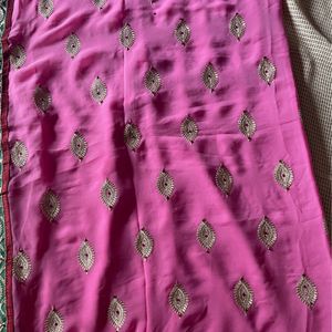 Pink Heavy Saree With Stitched Blouse