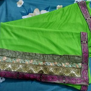 Parrot Green Lycra Saree