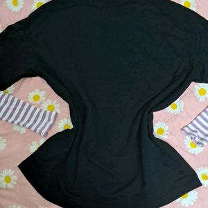 Black 2in1 Tshirt Plus Ribbed Top Sweatshirt BTS