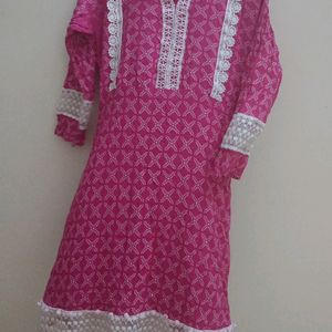 Pink Bandhani kurti