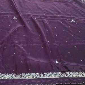 Purple Saree With Silver Zari