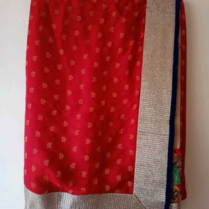 Styllish & Latest Red Creamy Saree